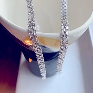 Italian Sterling Silver flat weave necklace- 20” inches long - lobster clasp